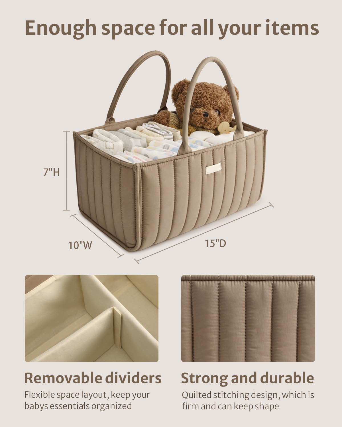 Custom Label Stylish Nursery Storage Basket Baby Diaper Caddy Organizer for Baby Wipes Baby Gift Registry