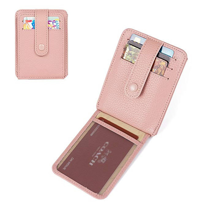 Women leather RFID blocking slim credit card case travel wallet bag