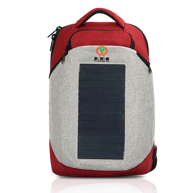 BSCI factory wholesale USB charging port waterproof travel laptop solar power backpack