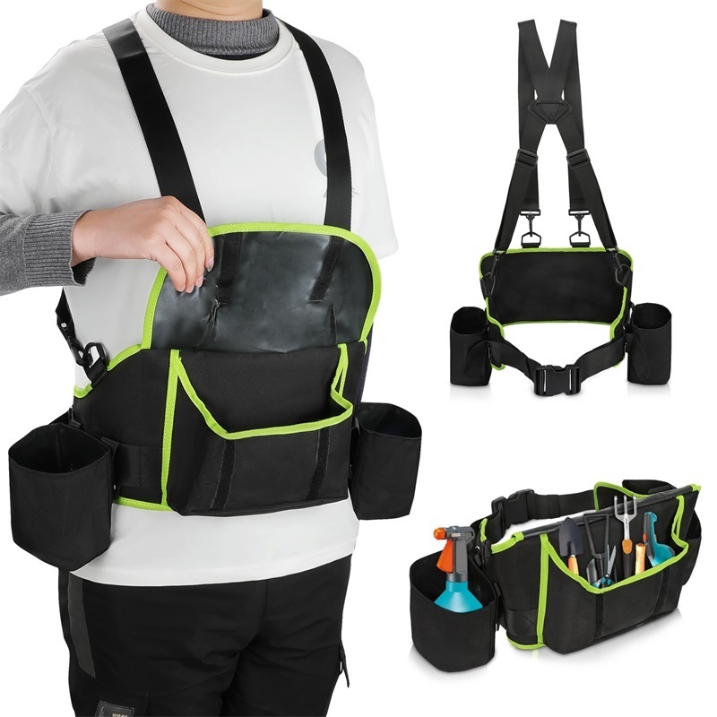 Large Capacity Adjustable Garden Tool Bag Vest Waist Bag Heavy Duty Utility Work Tool Apron