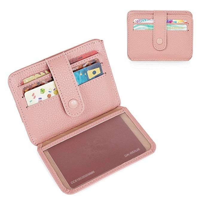 Women leather RFID blocking slim credit card case travel wallet bag