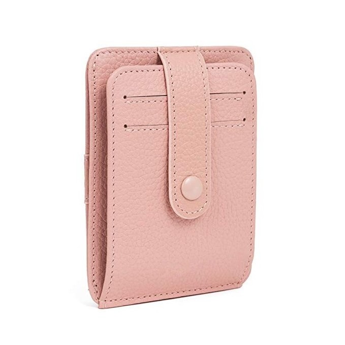 Women leather RFID blocking slim credit card case travel wallet bag