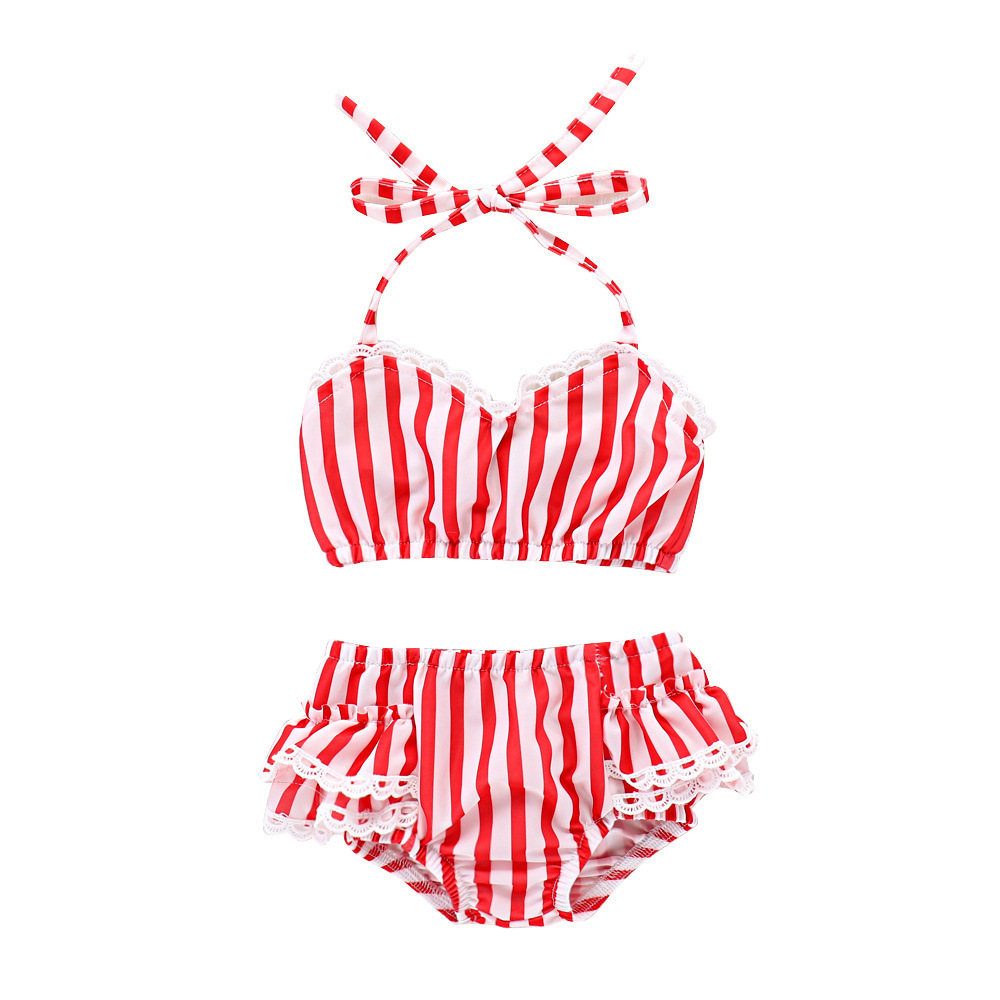 iBaifei 2022 New Design Summer Baby Girl Swimming Suit Fashion 2 Piece Kids Swimming Wear Ruffle Summer Baby Girl Bikini