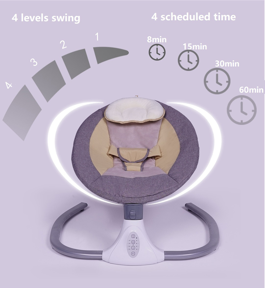 Ingenuity 4-Speed Portable Baby Swing with Music Nature Sounds Swing for 0-9 Months