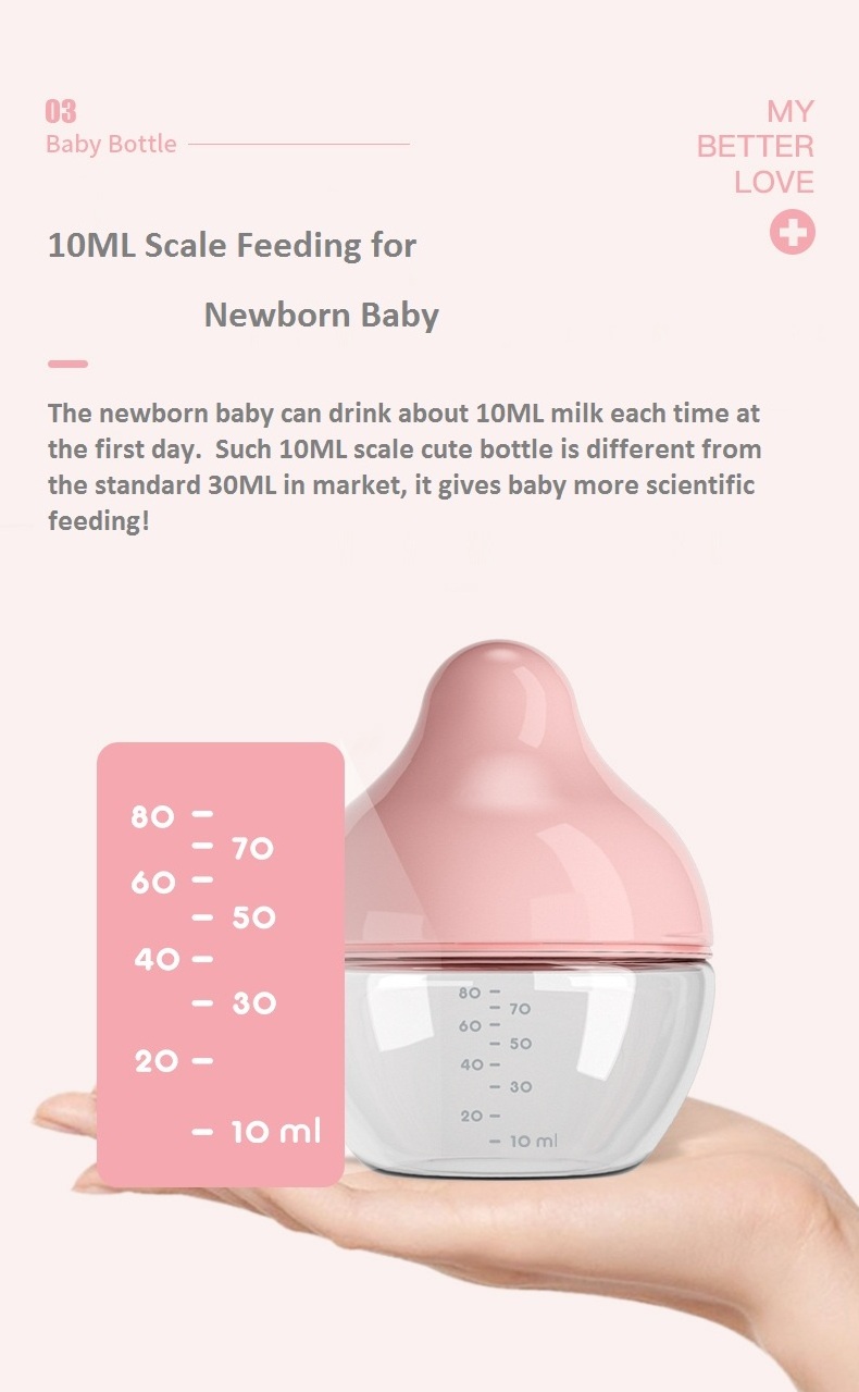 new design Baby Bottle Wide Neck Glass Feeding Bottle for Newborn Baby Anti fall