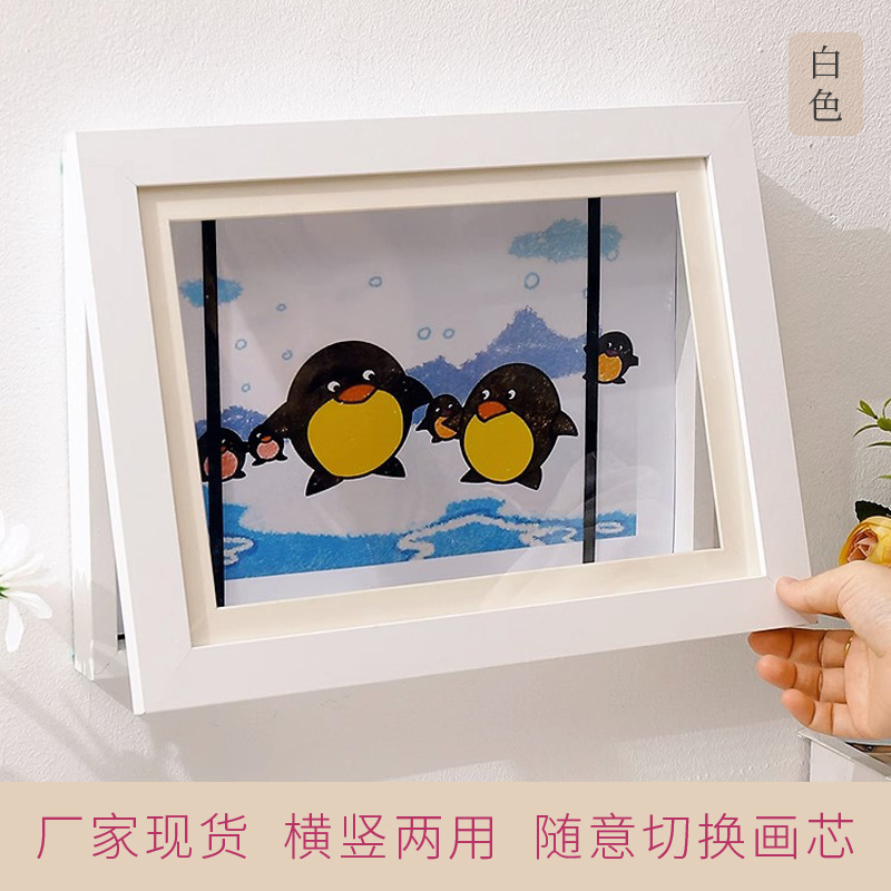 Flip over photo frame swing table wooden popular children's art picture frame solid wood oil picture frame