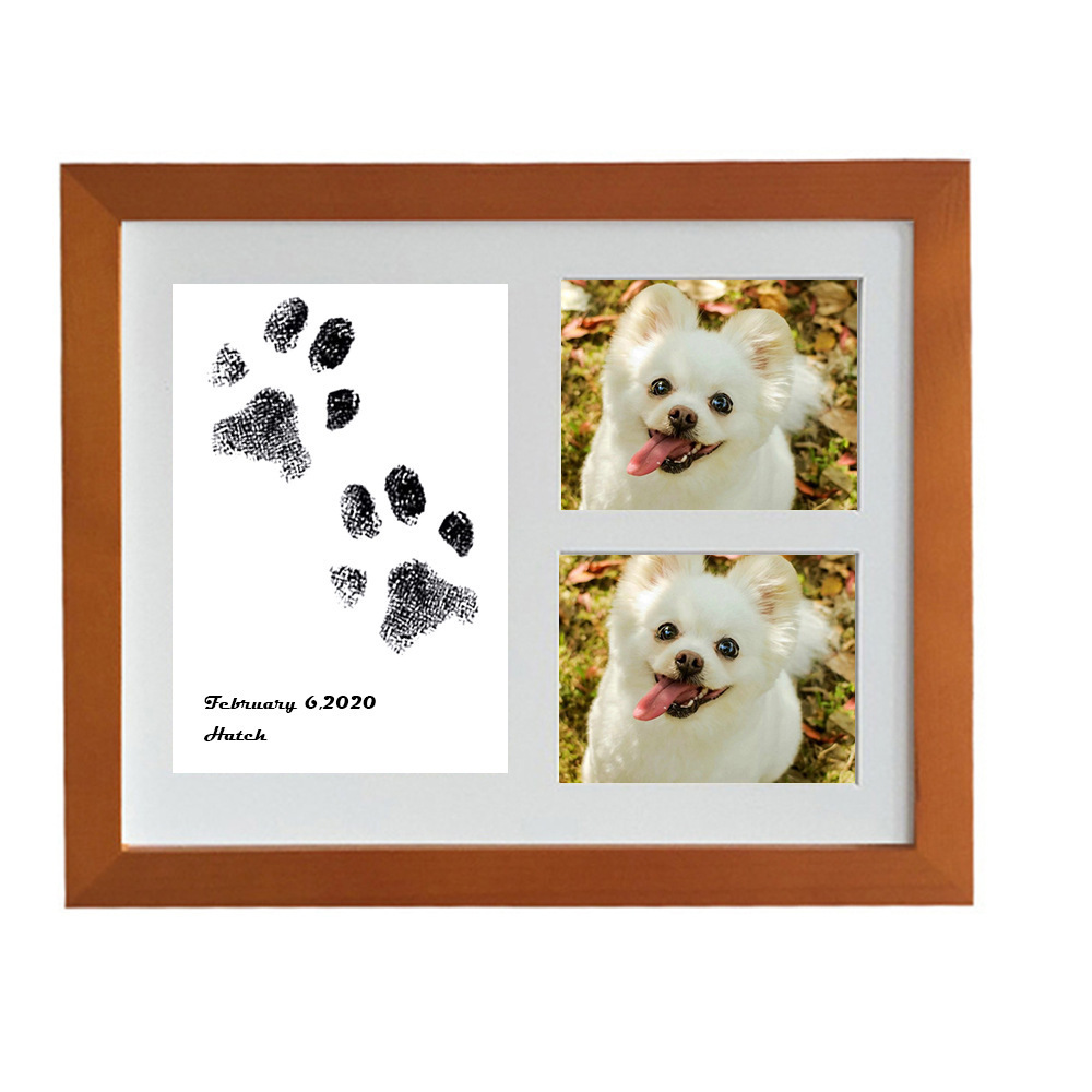 2023 Hot Sale  Black Wood Gift Pet Paw Print  Clean Ink Imprint Kit Pet Memorial Photo Frame