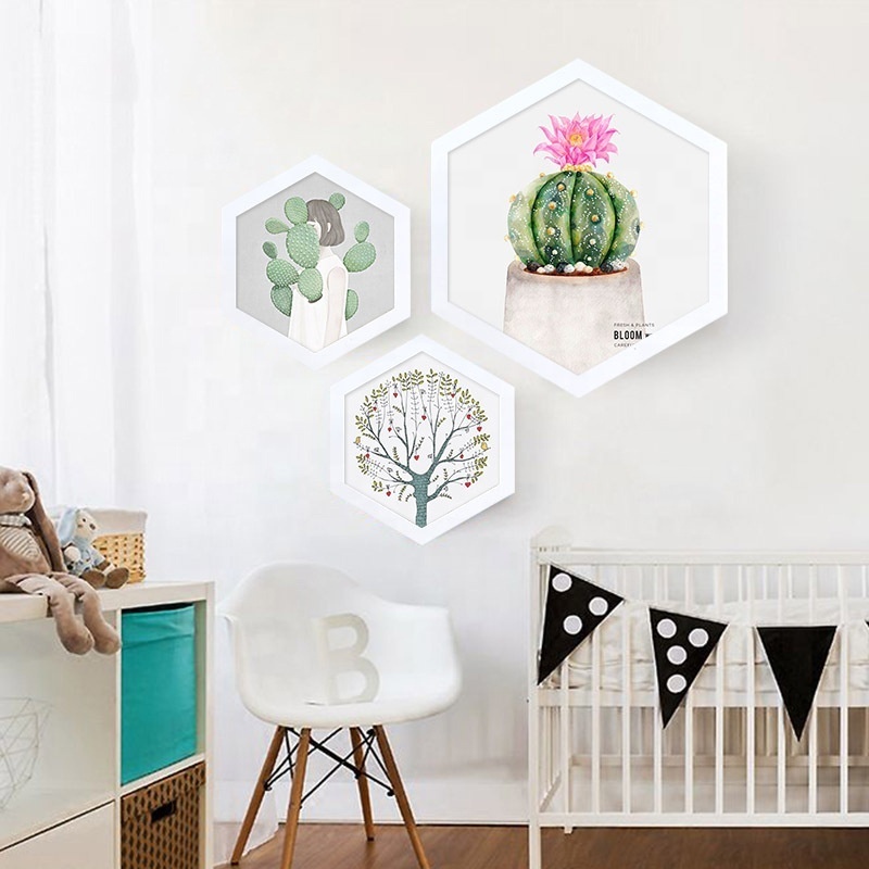 Manufacturer Wholesale Hexagonal Picture Frame Polygonal Cultural Photo Wall Decoration Painting Circular Diamond Combination