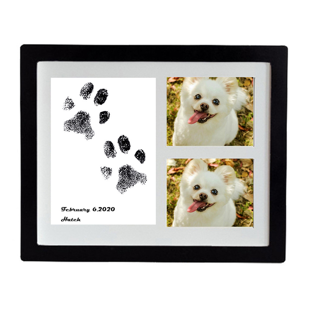 2023 Hot Sale  Black Wood Gift Pet Paw Print  Clean Ink Imprint Kit Pet Memorial Photo Frame