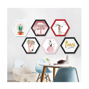 Manufacturer Wholesale Hexagonal Picture Frame Polygonal Cultural Photo Wall Decoration Painting Circular Diamond Combination