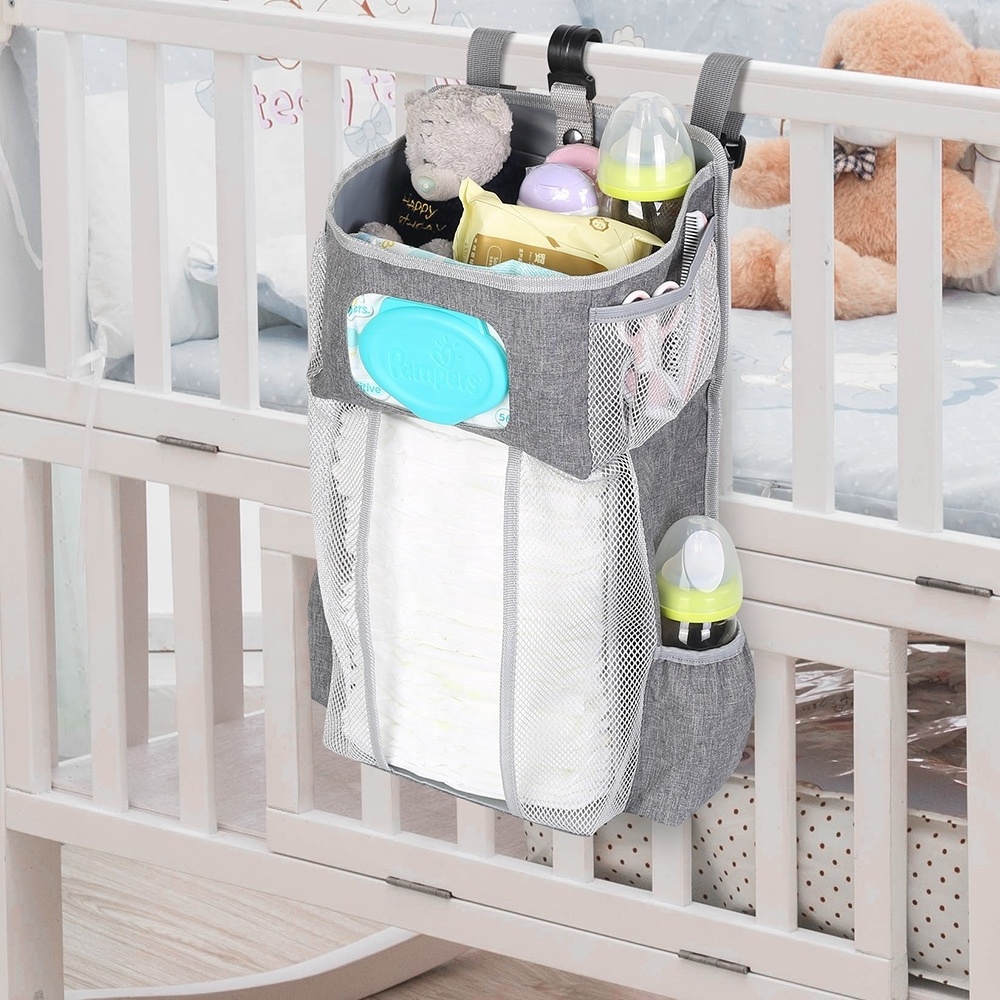 Baby Bed Diaper Hanging Storage Bag Baby Fabric Nursery Organizer Caddy For Baby Crib Hanging Diaper Organizer Nursery Organizer