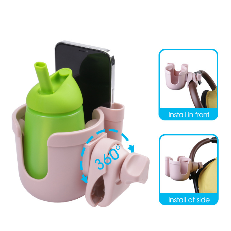 Stroller Cup Holder With Phone Holder Baby Stroller Organizer Universal Bottle Drink Holder Stroller Accessories