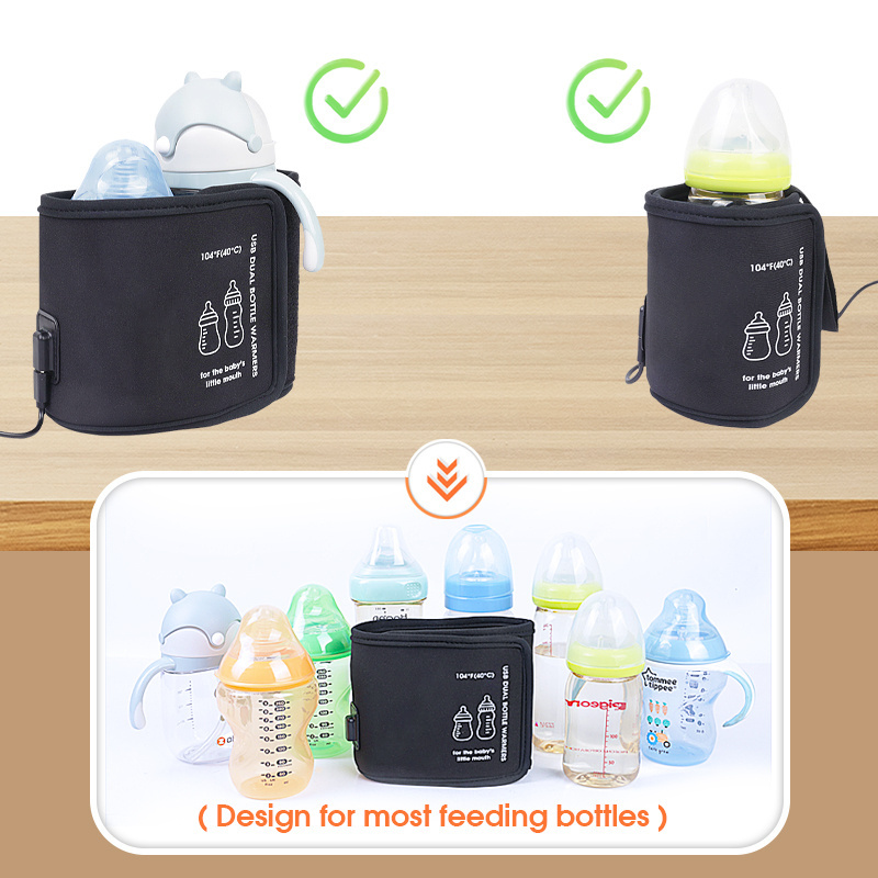 Baby Milk Warmer Portable Dual USB Baby Bottle Warmer Milk Bottle Warmer Wireless Travel Bottle Warmer