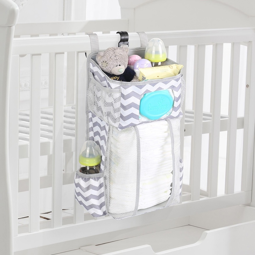 Baby Bed Diaper Hanging Storage Bag Baby Fabric Nursery Organizer Caddy For Baby Crib Hanging Diaper Organizer Nursery Organizer