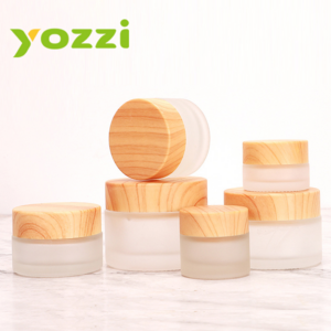 5g 10g 15g 30g 50g Frosted Glass Wood Cover One Free Sample  Cream Jar For Cosmetics