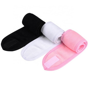 Facial Spa Headband 2  Pcs Makeup Shower Bath Wrap Sport Headband Terry Cloth Adjustable Stretch Towel with Magic Tape