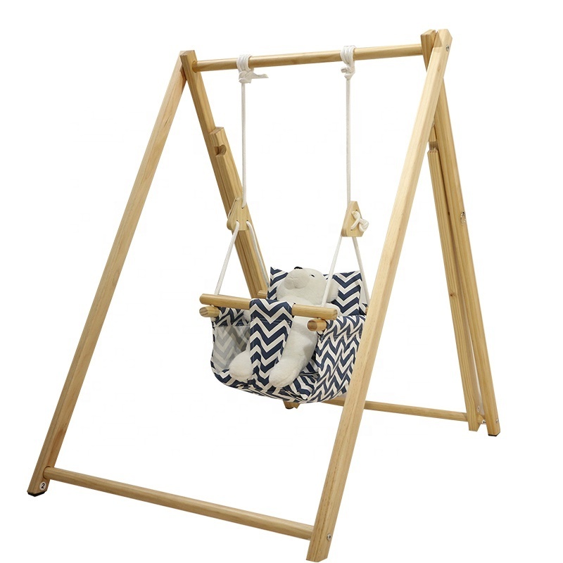 Secure Canvas Wooden Baby Hanging Swing Indoor Hammock Kids Toys Swings