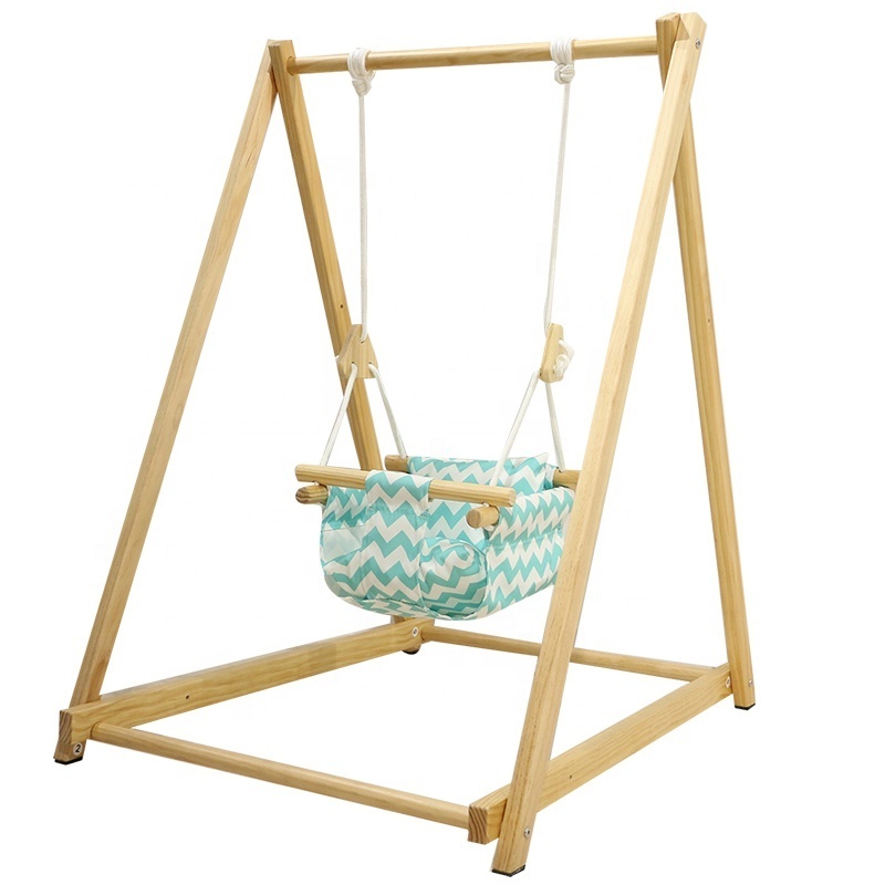 Secure Canvas Wooden Baby Hanging Swing Indoor Hammock Kids Toys Swings