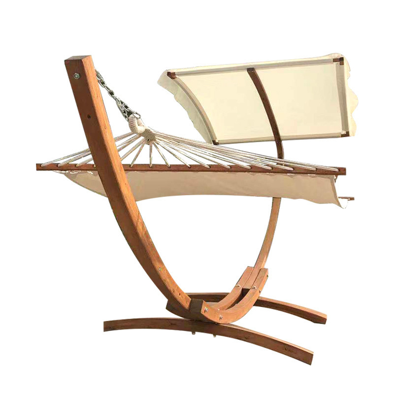 Heavy Duty Solid Wooden Single Seat Hanging Hammock Stand with Canopy