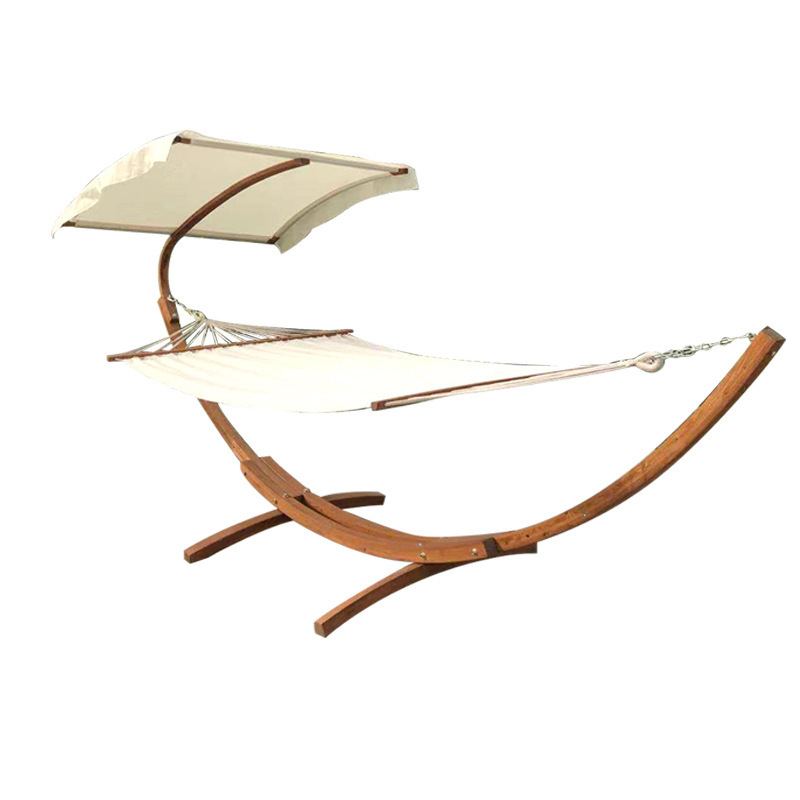 Heavy Duty Solid Wooden Single Seat Hanging Hammock Stand with Canopy