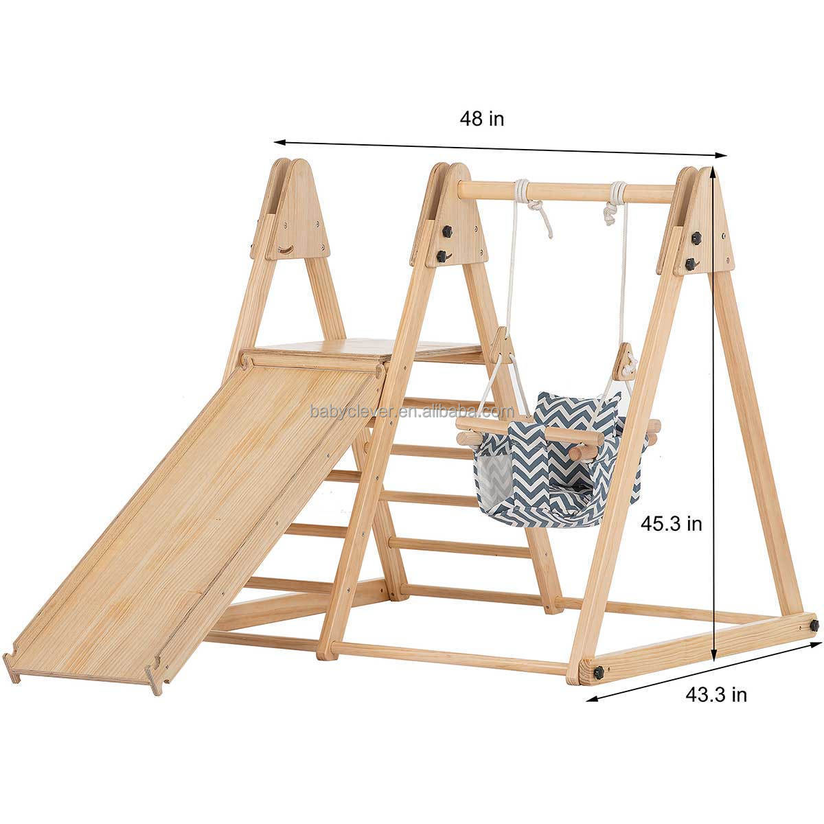 Kid Indoor Multi-Functional Pickler Climbing Frame Play Set With Slide Swing