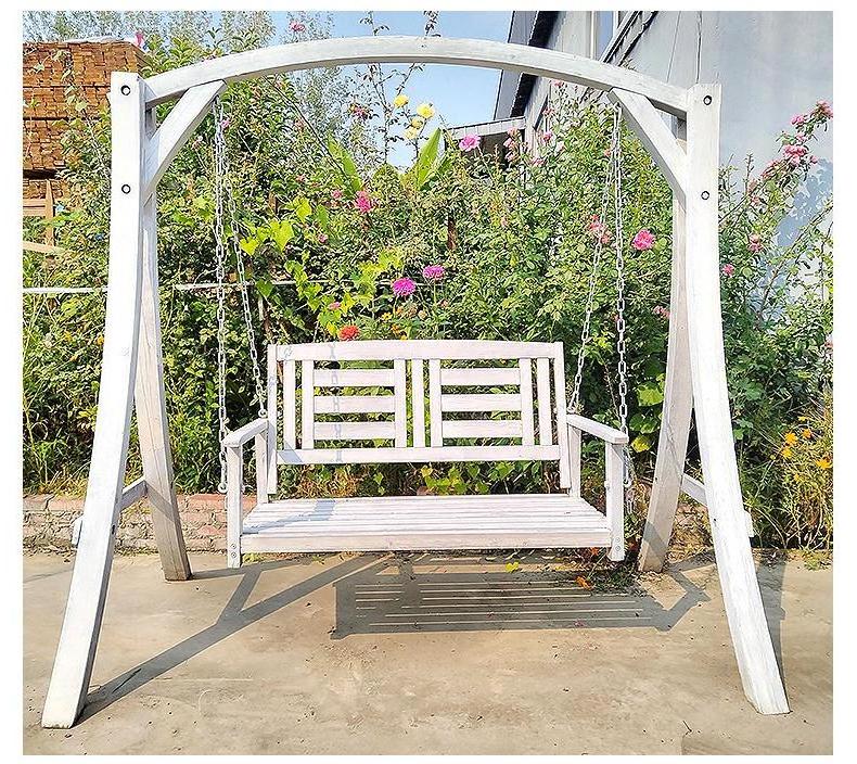 Garden Wooden Two Seat Folding Rocking Hanging Swing Chairs Stand