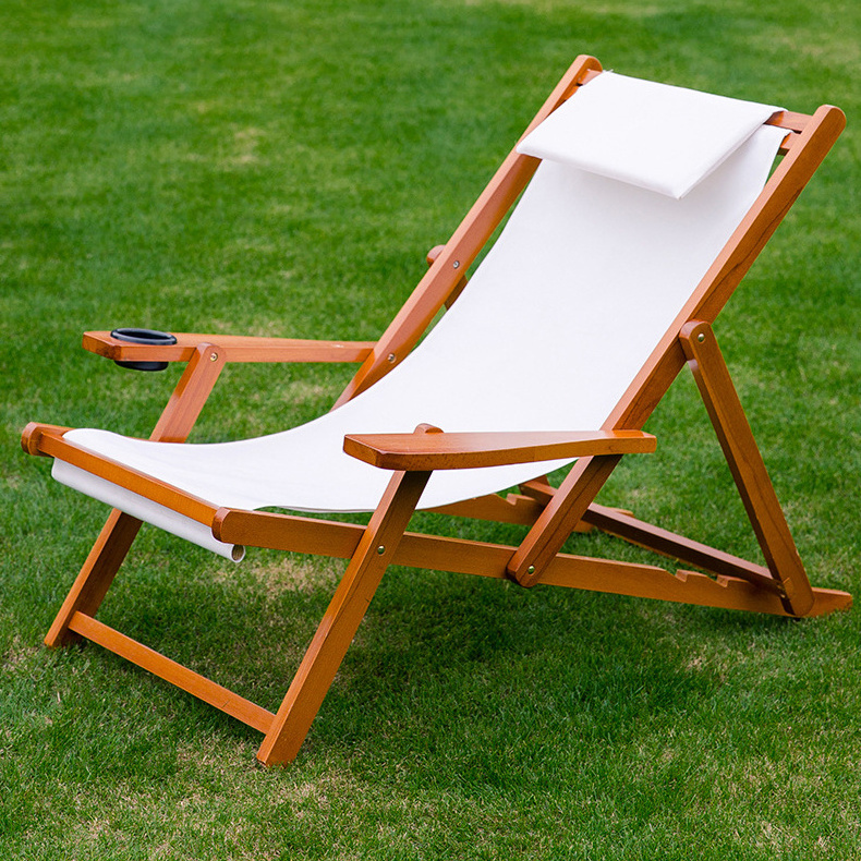 Wood Camping Folding Outdoor Fishing Deck Beach Lounge Chair