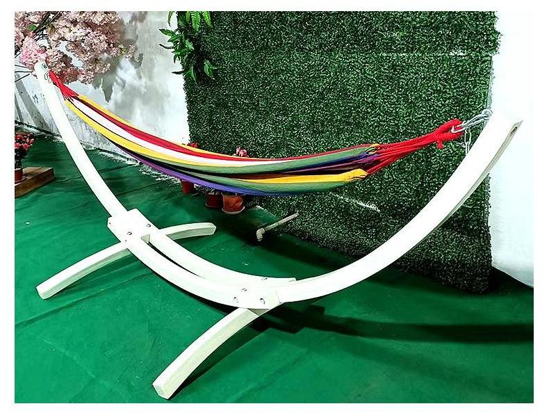 Garden Hammock With Wooden Arc Stand Outdoor Personal Sun Swing Bed Seat