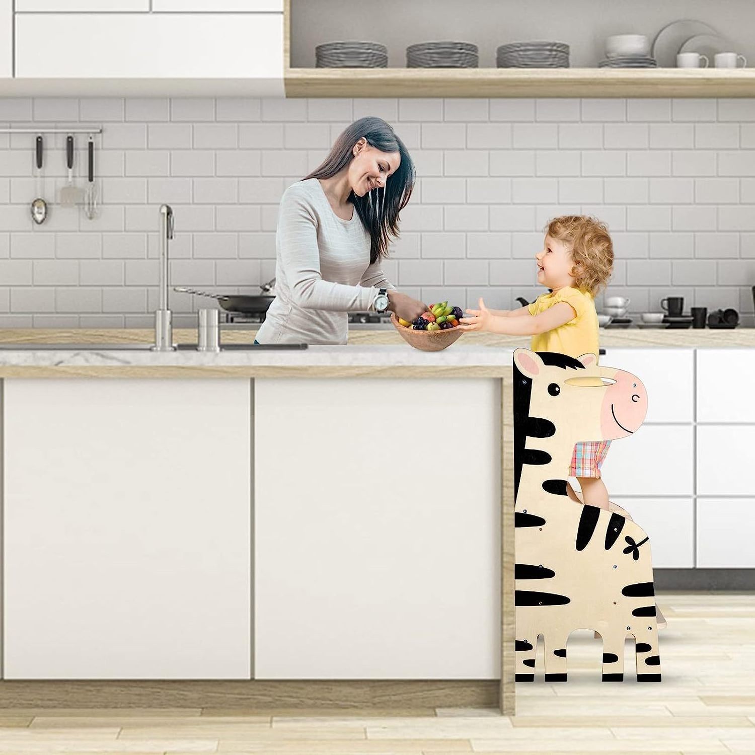 Adjustable Standing Platform Kitchen Helper Toddler Foldable Wooden Learning Tower