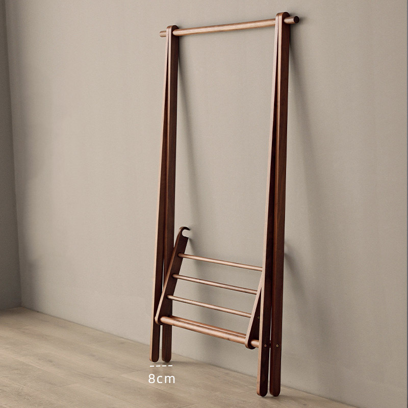 Free Standing Display Portable Wooden Hanger Clothing Rack with Shelve