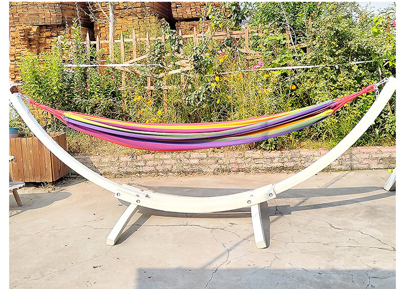 Garden Hammock With Wooden Arc Stand Outdoor Personal Sun Swing Bed Seat