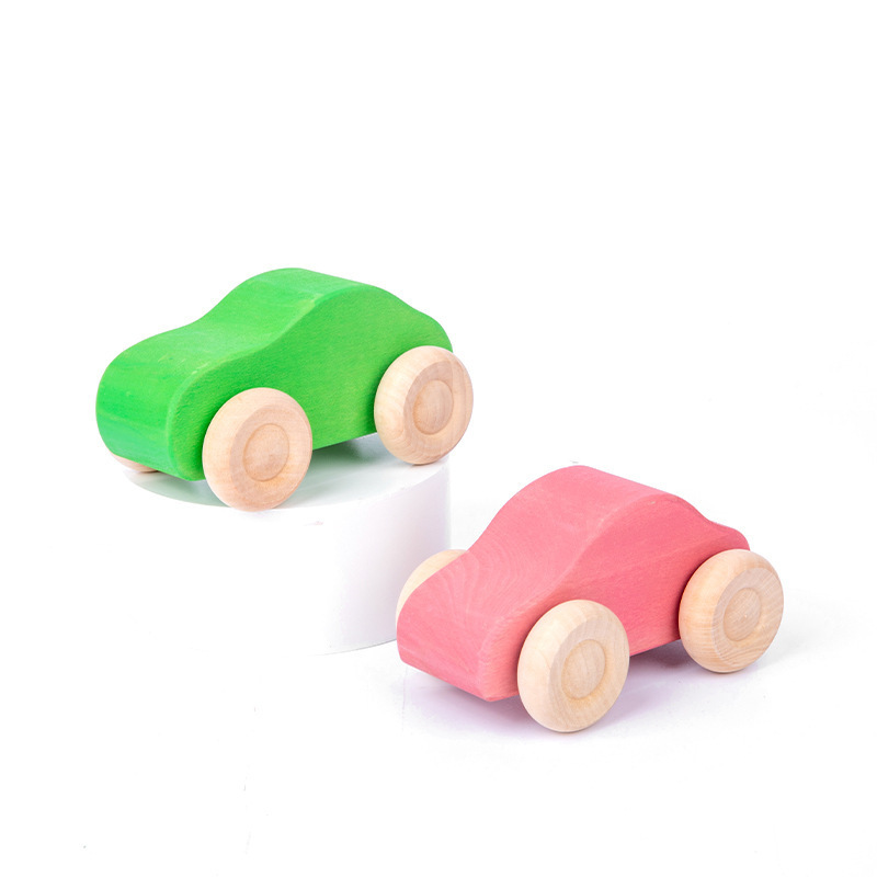 Wooden Vehicles Montessori Wooden Toy Cars Rainbow Wooden Toy Cars for Toddler Kids