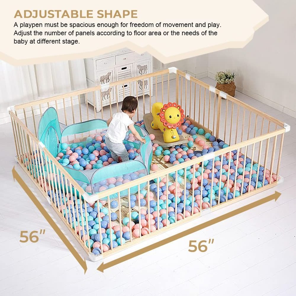 Manufacturer Indoor Foldable Wood Play Fence Wood Play Pen Playpen for Baby Toddler