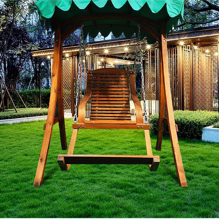 Natural Design Garden Wooden Swing Bench With Rocking Seat