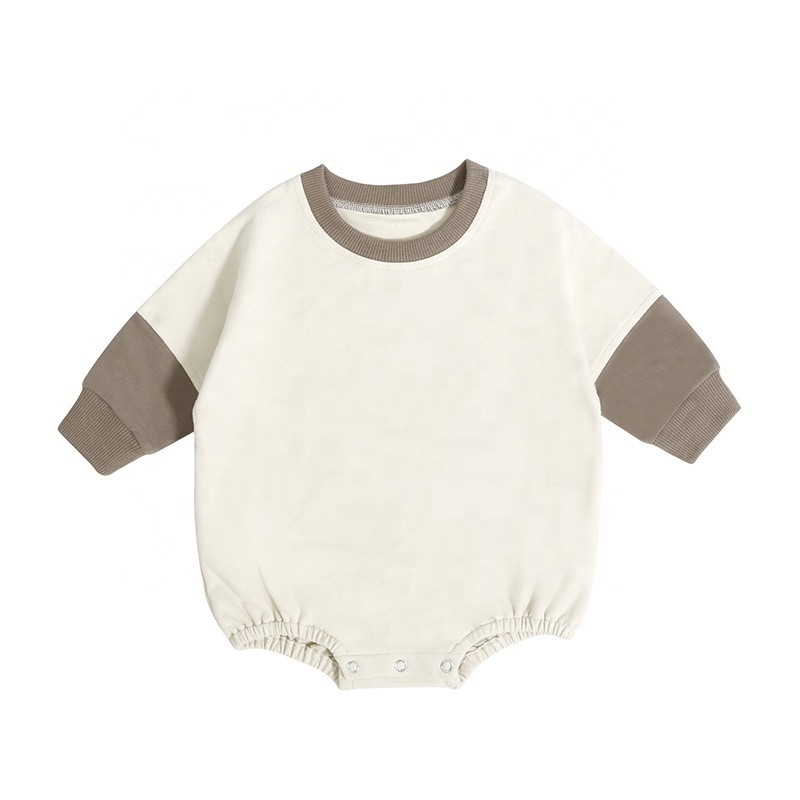 New Style Custom Logo Boutique Kids Clothing Cotton Long Sleeve Comfortable Baby Bubble Romper With Snap Buttons