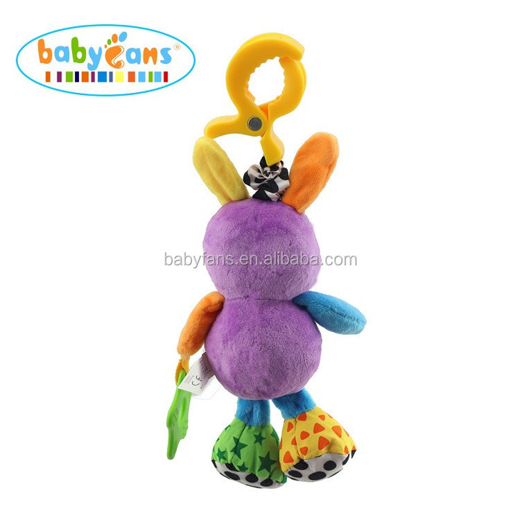 purple rabbit vibration and musical baby plush stroller hanging toys for 0-3years kids