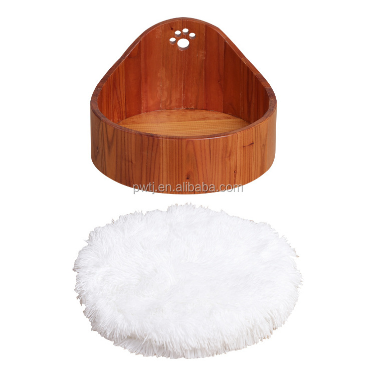 Super cute paw print wooden pet sofa bed with plush dog pad for easy cleaning and easy to remove