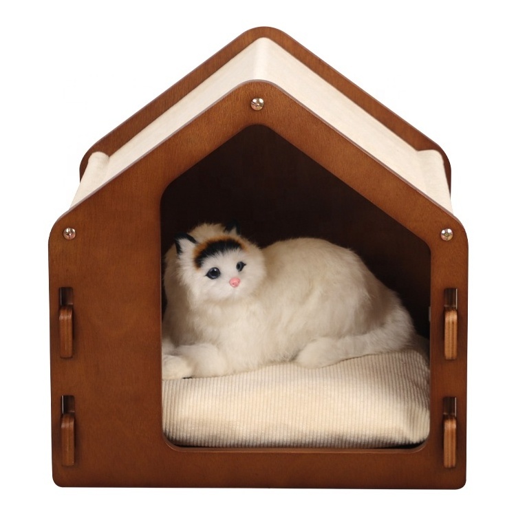 Small dog kennel luxury villa four seasons universal cat house pet wooden house cat supplies wooden simple detachable kennel