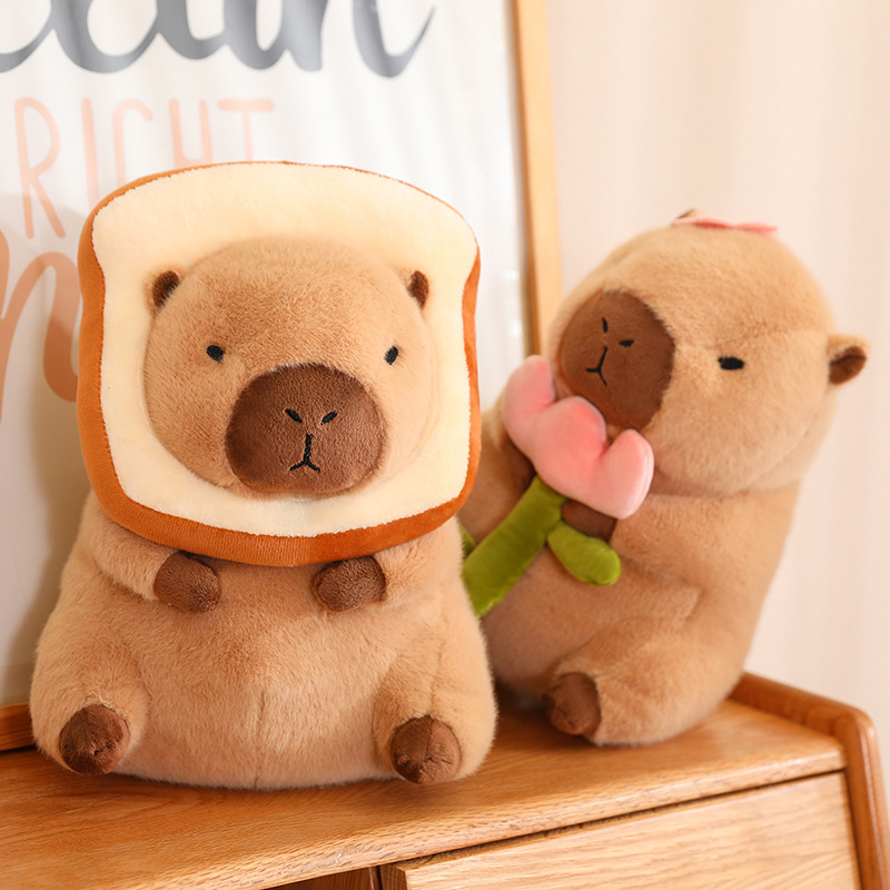 Cosplay Stuffed Animals Capybara Plush Toys With Toast Flowers Rodents Capybara Plushie In Dinosaur Unicorn Avocado Rabbit Doll