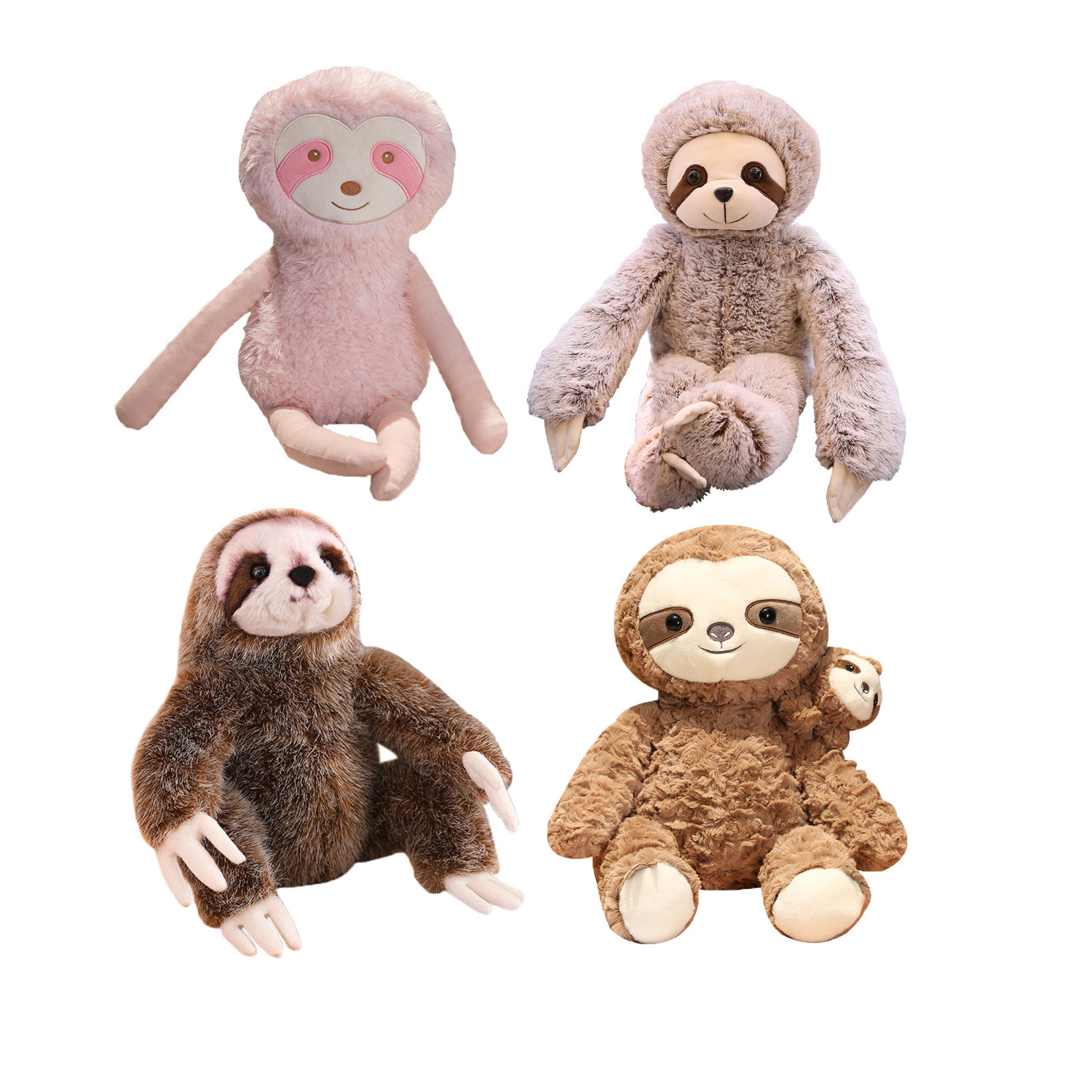 Ready To Ship Stuffed Fluffy Sloth Plush Toys For Claw Machine High Quality Empty Bulk Plush Toys Carnival Promotional Cheap Toy