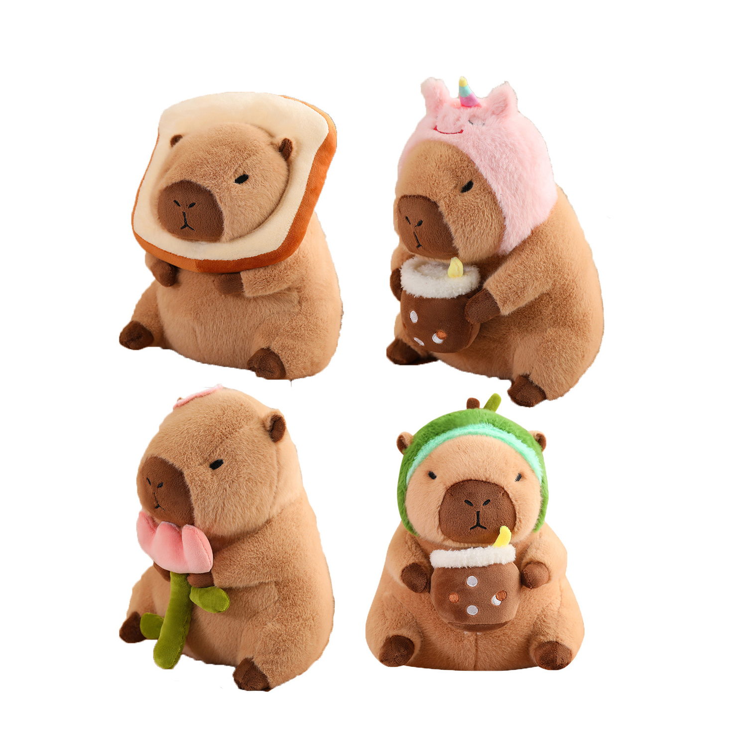 Cosplay Stuffed Animals Capybara Plush Toys With Toast Flowers Rodents Capybara Plushie In Dinosaur Unicorn Avocado Rabbit Doll