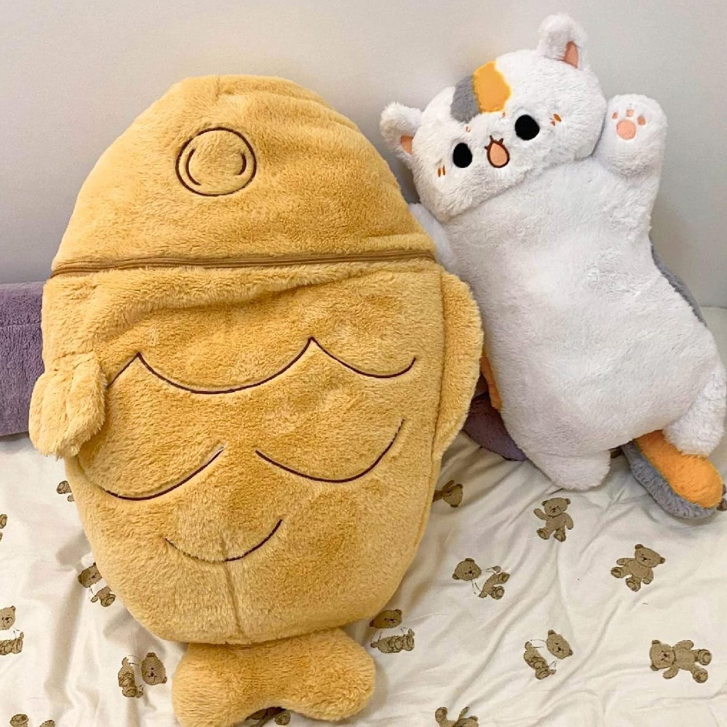 Large Taiyaki Cat Plush Pillow Cute Kitten Inside Fish 2 in 1 Funny Stuffed Animals Rabbit Toys In Carrot Soft Toys Hot Selling