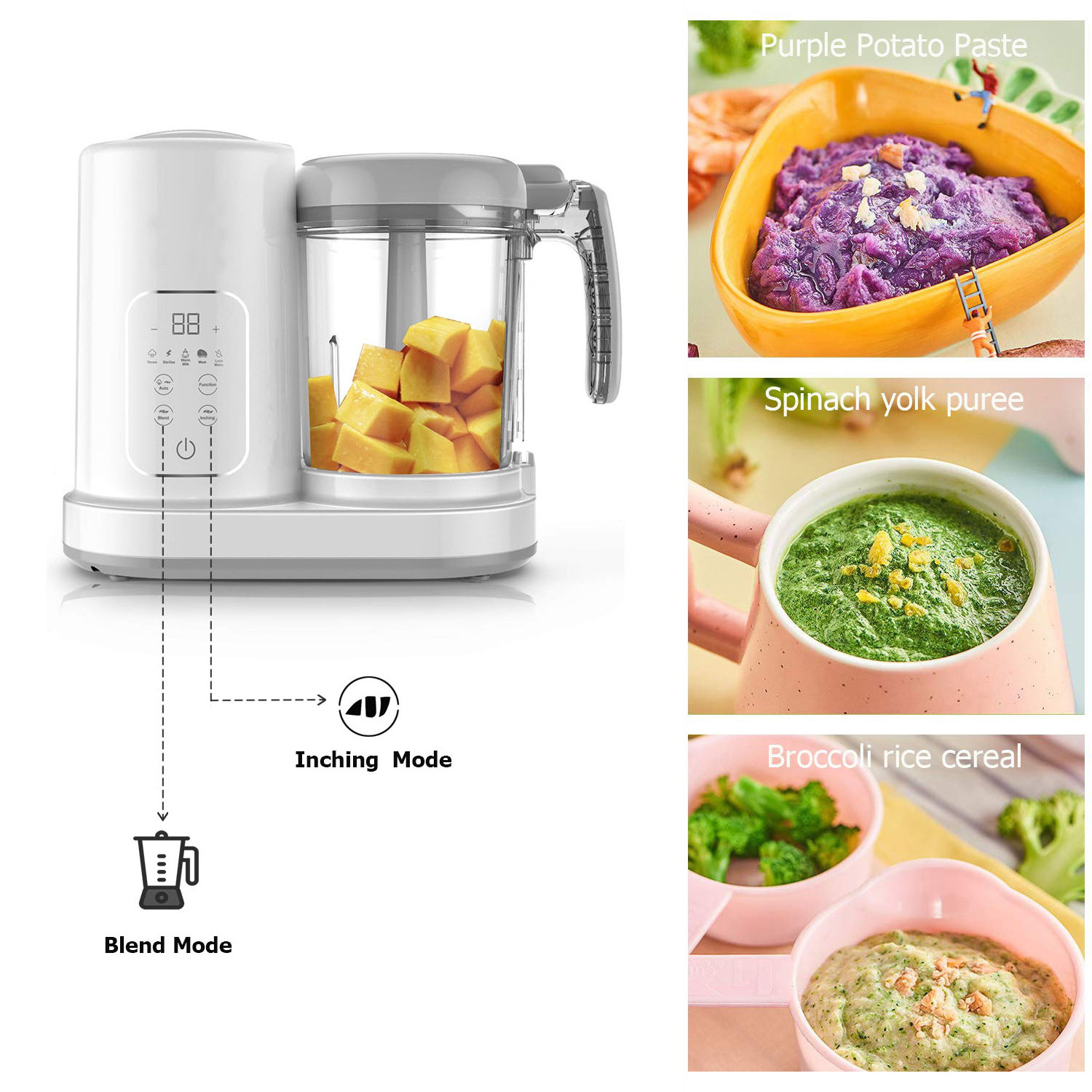 Children Lock Protection Automatic Multifunctional Multi-function Food Steamer and Blender for Wholesales Baby Food Processor