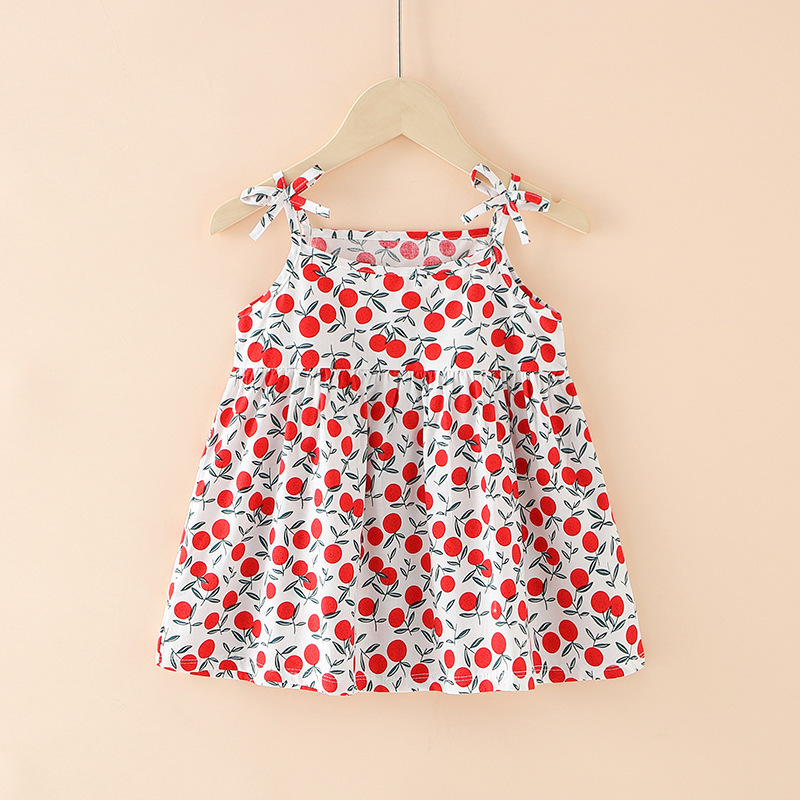 Baby Toddler Cotton Dress Floral Halter Ruffles Sundress Summer Girls Dress Sleeveless Flower Girl Dresses