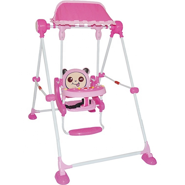 BABYLAND  2022 NEWEST OUTDOOR INDOOR BABY SWING WITH CANOPY CUTE ANIMAL DESIGN KIDS SWING