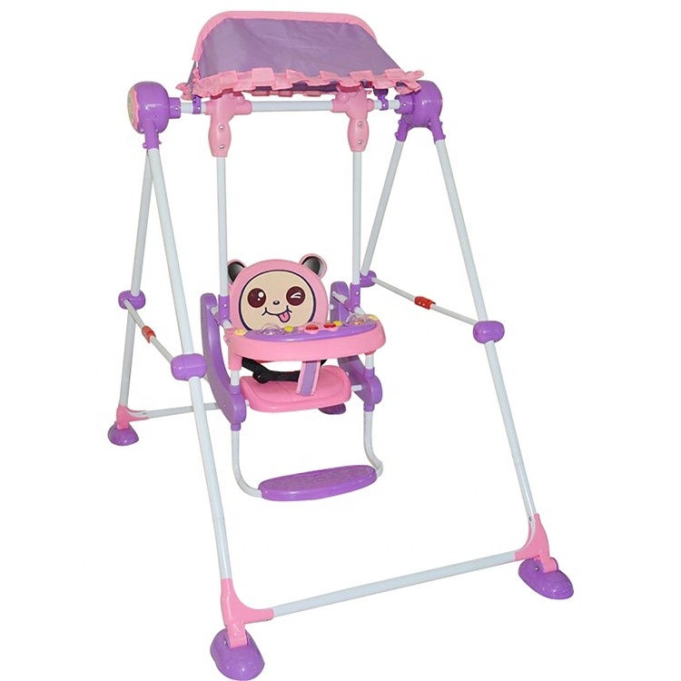 BABYLAND  2022 NEWEST OUTDOOR INDOOR BABY SWING WITH CANOPY CUTE ANIMAL DESIGN KIDS SWING