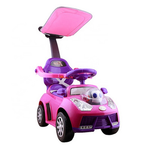 Cartoon cute design baby kids stroller ride on toy car with canopy and pushbar