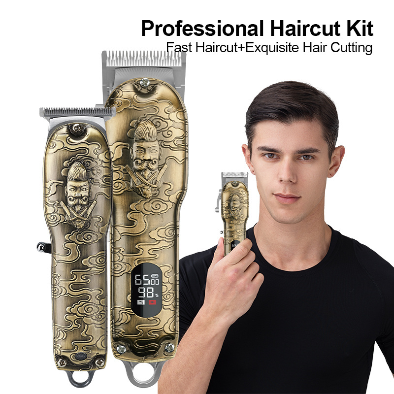 Lanumi JM-2021 Electric hair Clipper Trimmer Set All Metal cordless hair clipper set LCD Display hair trimmer clipper kit