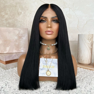 Freedom Same Natural Black Color Blunt Cut Wig Kosher Real 100% Raw Human Hair Swiss Lace Front Wigs For Women