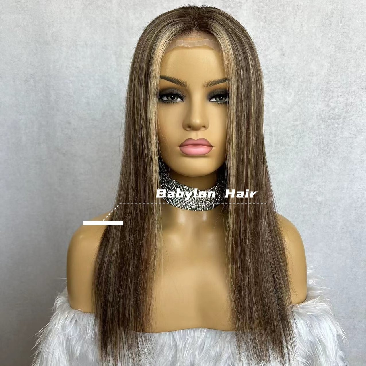 Babylon Original Silicone Breathable Cap Ash Brown Highlight Pu Toppers Virgin Remy Cuticle Human Hair Medical Full Lace Wigs